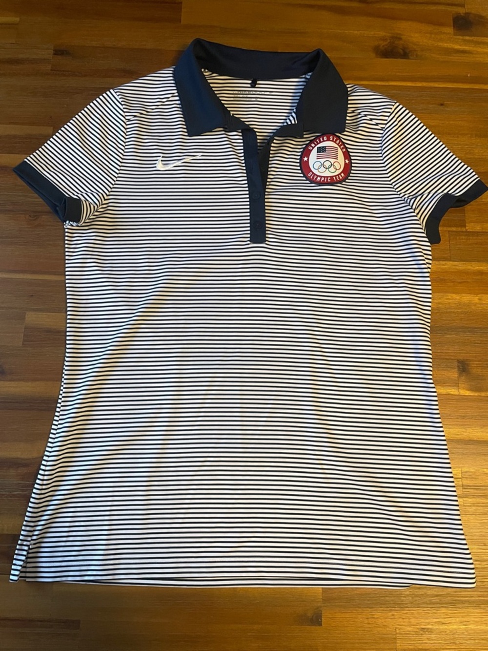 Nike Women's Navy & White Striped Polo, Team USA Olympic Team, Nike Golf